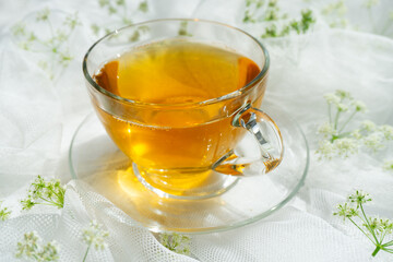 Amber refreshing hot drink for solitude and pleasure or for socializing with friends
