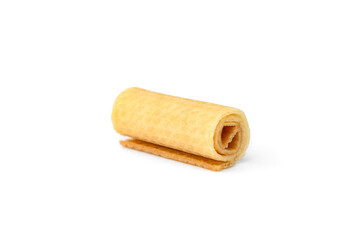 Crispy wafer rolls isolated on white background.