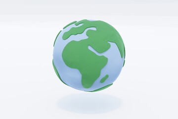 宙に浮いた地球儀のクレイアート（ヨーロッパ、アフリカ）