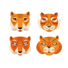 Tigers. Vector illustration. Year of the tiger. Chinese zodiac symbol