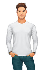Fototapeta premium Man Wearing a Blank White Long Sleeved T-Shirt