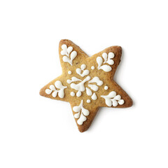 Fototapeta na wymiar christmas gingerbread cookie isolated on white background. christmas seasonal ornaments