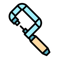 Measure micrometer icon. Outline measure micrometer vector icon color flat isolated
