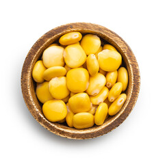 Pickled yellow Lupin Beans in bowl