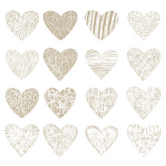 Set of pastel grunge hearts. Vector valentine day, web design