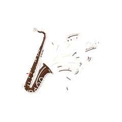 Fototapeta na wymiar abstract saxophone instrument with songs notes, vector illustration