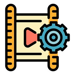 Video settings icon. Outline video settings vector icon color flat isolated