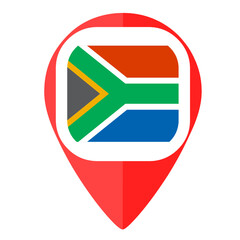 South Africa flag pins country map marker navigation