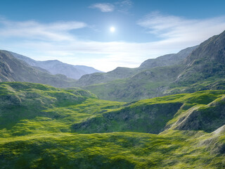alpine green valley scenery