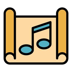 Playlist icon. Outline playlist vector icon color flat isolated