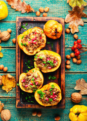 Autumn quince stuffed with meat