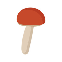 Mushroom with a red hat on a white background for use in clipart