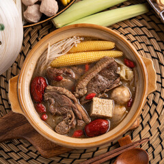 Delicious ginger duck hot pot in Taiwan.