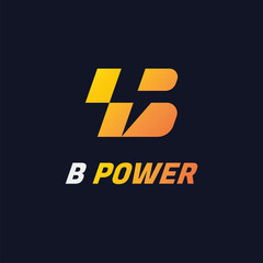 Letter B for Bolt powerful energy or thunder logo design