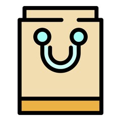 Ecological bag icon. Outline ecological bag vector icon color flat isolated