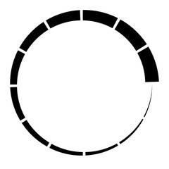 12 part, section segmented circle. Abstract dashed lines circular geometric element - 467316341