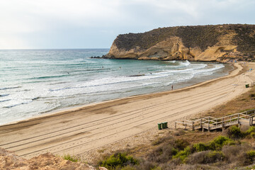 Fototapeta na wymiar One of the beautiful beaches of Aguilas (Spain), named 