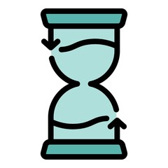 Hourglass reliability icon. Outline hourglass reliability vector icon color flat isolated