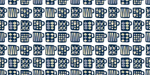 Mug illustration background. Seamless pattern. Vector.
マグカップのイラストパターン　背景素材