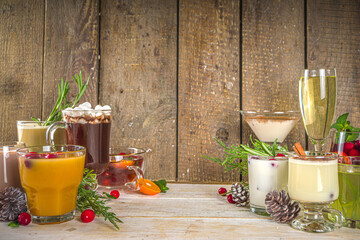 Set of different christmas drinks