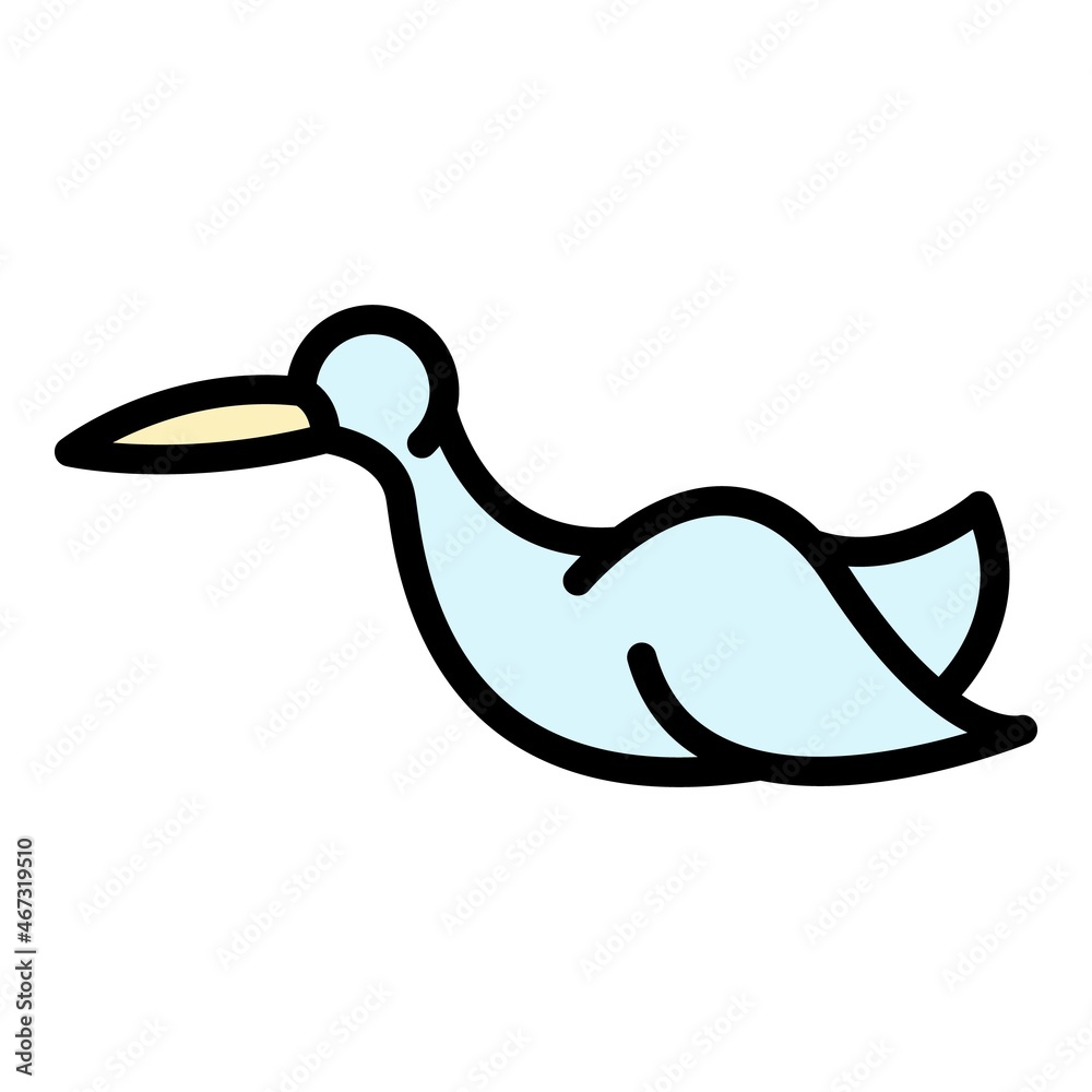 Sticker Stork drawing icon. Outline stork drawing vector icon color flat isolated - Stickers
