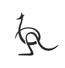 stylized stylised kangaroo line drawing
