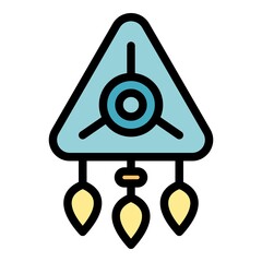 Triangle amulet icon. Outline triangle amulet vector icon color flat isolated