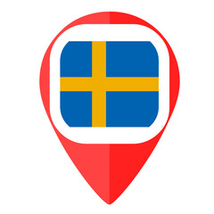 Obraz premium Sweden flag pins country map marker navigation