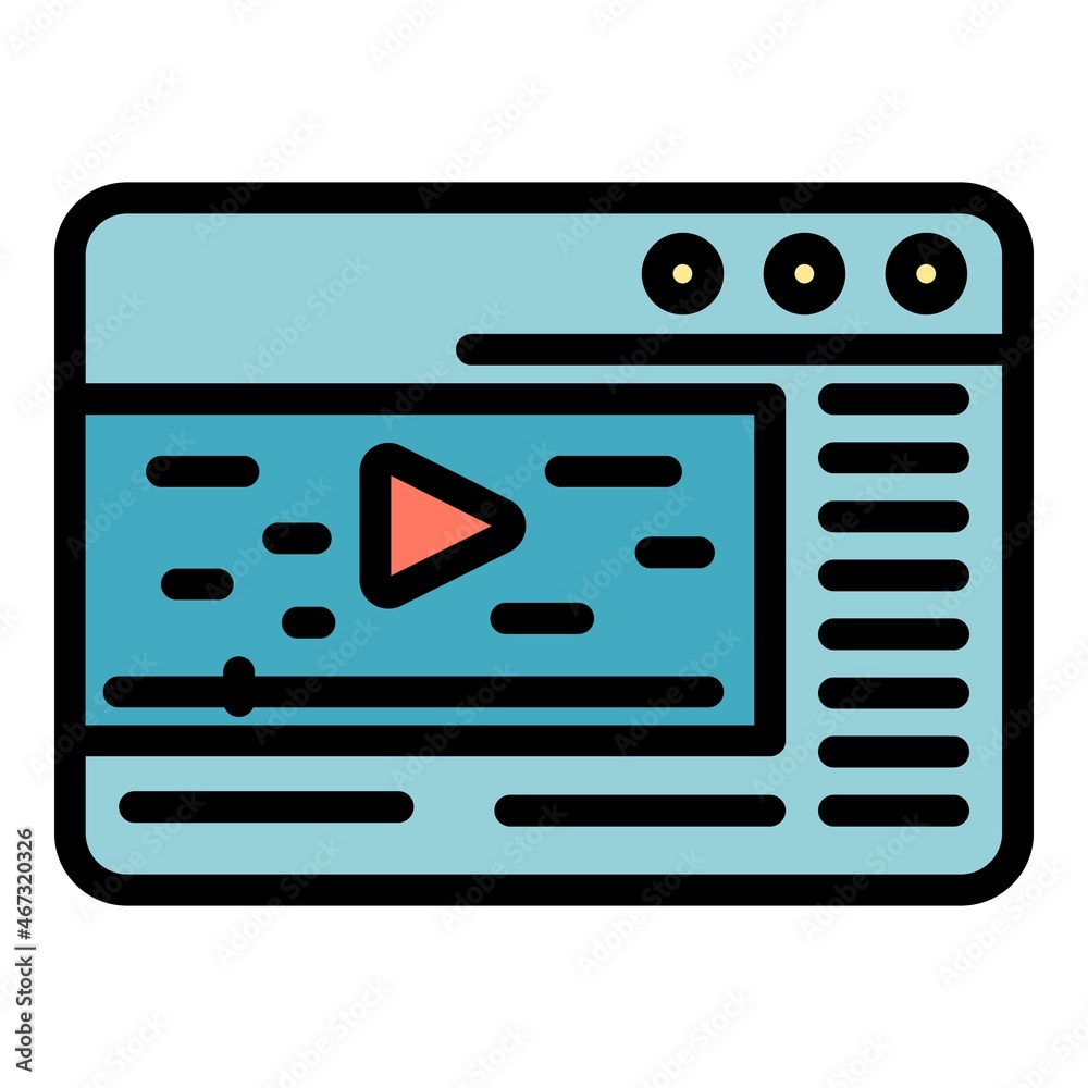 Poster web browser stream icon. outline web browser stream vector icon color flat isolated