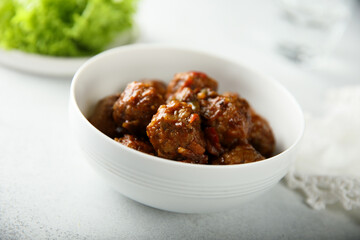 Traditional homemade meatballs with tomato sauce