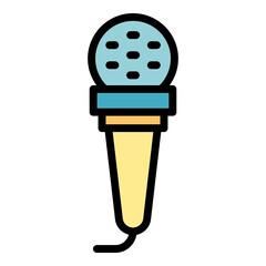 Reporter street microphone stream icon. Outline reporter street microphone stream vector icon color flat isolated
