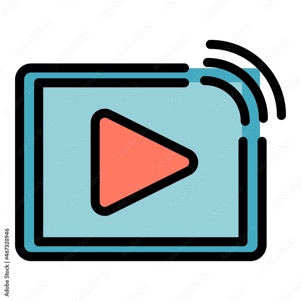 Poster web video player stream icon. outline web video player stream vector icon color flat isolated