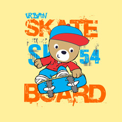 funny skater bear cartoon illustration vector - 467321569