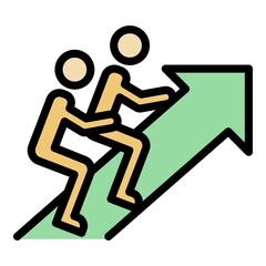 Trust friend grow up icon. Outline trust friend grow up vector icon color flat isolated