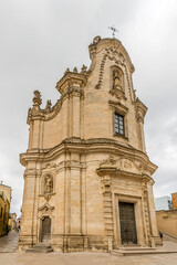 View at the Purgatory Church in the streets of Matera in Italy