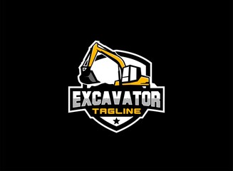 Excavator logo vector for construction company. Heavy equipment template vector illustration for your brand.