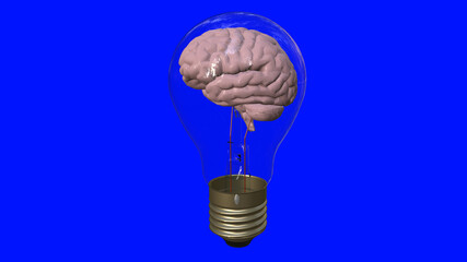 The brain in the bulb. Rendering in 3D.