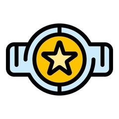 Box sport belt icon. Outline box sport belt vector icon color flat isolated