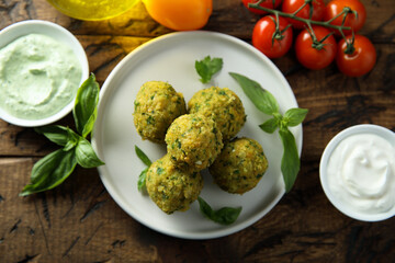 Traditional homemade falafel with herbs	
