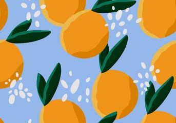 Fruit seamless pattern with oranges for fabrics and textiles 