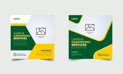 Lawn Services Social Media Post Banner Design Template