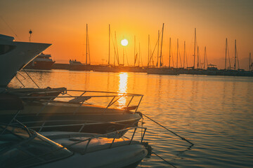 Fototapeta na wymiar Travel around Greece yachts in Ionic Sea