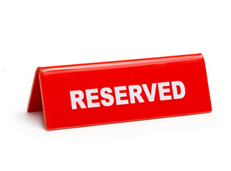 Red reserved sign isolated on white background. - obrazy, fototapety, plakaty