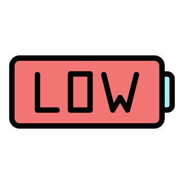 recommend clip art: Low car battery icon. Outline low car battery vector icon color flat isolated