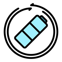 Eco battery icon. Outline eco battery vector icon color flat isolated