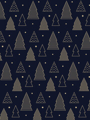 minimalistic winter pattern with geometric Christmas trees