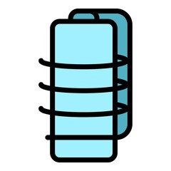 New battery icon. Outline new battery vector icon color flat isolated