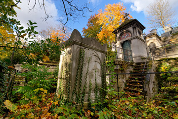 Père-Lachaise cemetery in autumn season
