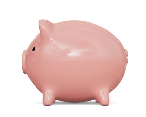 Pink piggy bank isolated on white background