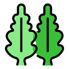 Fresh arugula icon. Outline fresh arugula vector icon color flat isolated